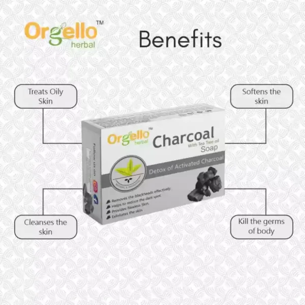 Orgello Herbal Charcoal Soap with Tea Tree Oil