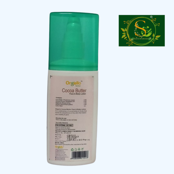 Orgello Herbal Cocoa Butter Face & Body Lotion - 100ml - Image 2