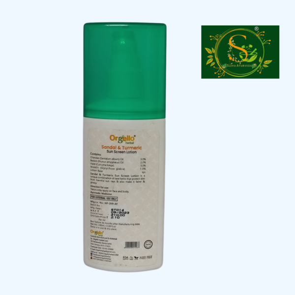 Orgello Herbal Sandal & Turmeric Sunscreen Lotion SPF 30 - 100ml - Image 2