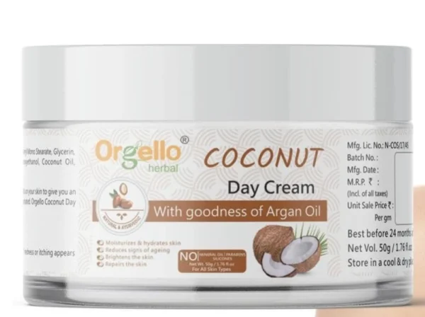 Orgello Herbal Coconut Day Cream with Argan Oil - Image 3